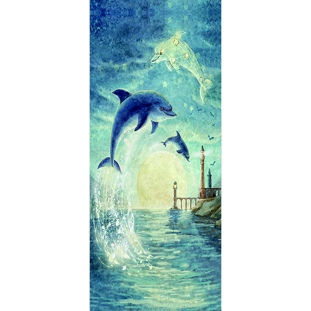 

50*110CM - Round Drill Diamond Painting - Leaping Dolphin, 501 Original