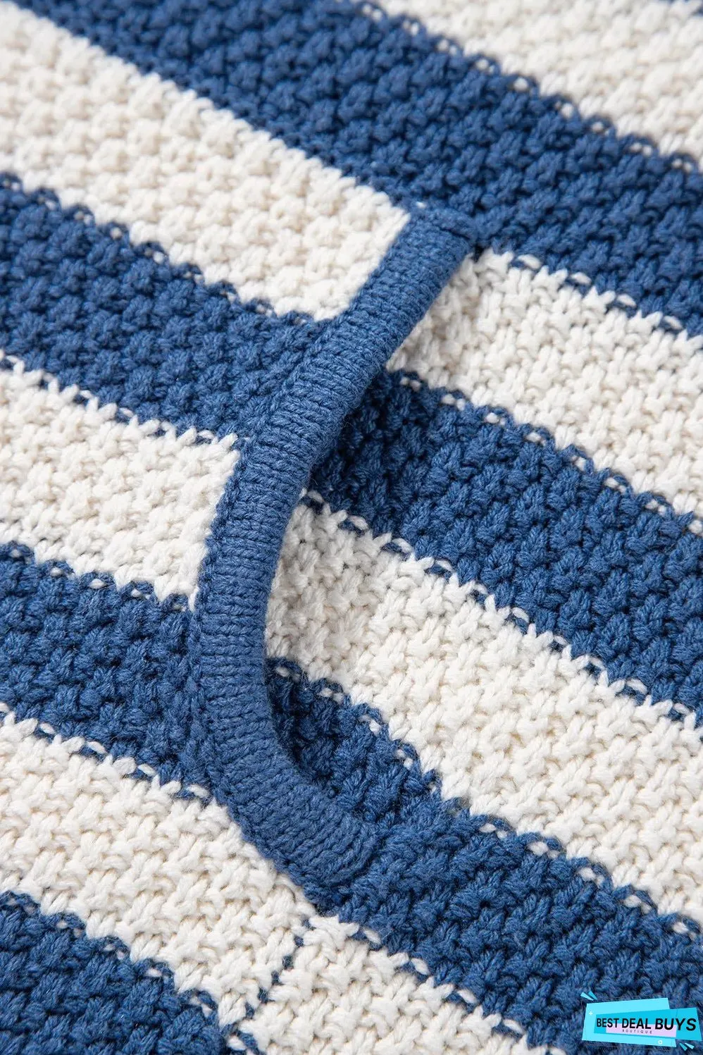 Drawstring Striped Long Sleeve Hooded Sweater