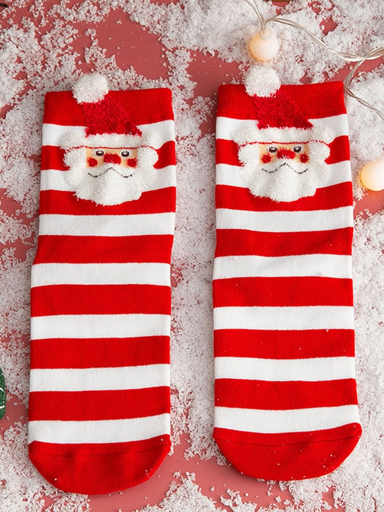BrosWear Cute 3D Cartoon Christmas Knittted Socks
