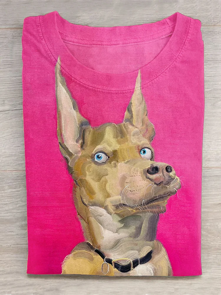 Funny Cute Dog Art Print Design T-shirt
