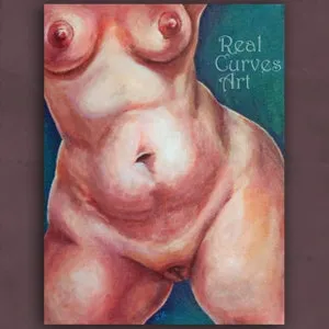 pornhint Pornhint NSFW nude female sexy thick curvy pear shaped hips belly plus size full figure bold pin up erotic art print 5x7 or 8x10 - "Hip Bump"