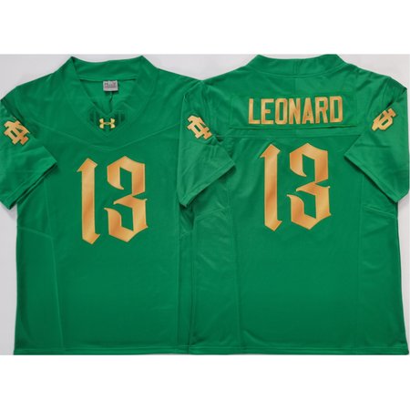 Men's Notre Dame Fighting Irish #13 Riley Leonard Green Stitched Jersey RFC1