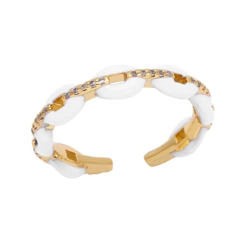 Copper Stoving Varnish Geometric Zircon Copper Rings