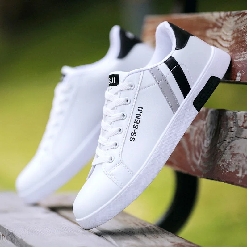 Men White Vulcanized Flat Shoes Lace-up Comfortable Sneaker for Male Tenis Masculino Adulto Top Quality Men Zapatillas 2020