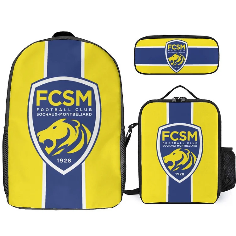 FC Sochaux-Montbéliard Sac D'écolier Sac À Dos Sac À Lunch Sac À Crayons Combinaison Convenant Aux Élèves Du Primaire Et Du Secondaire