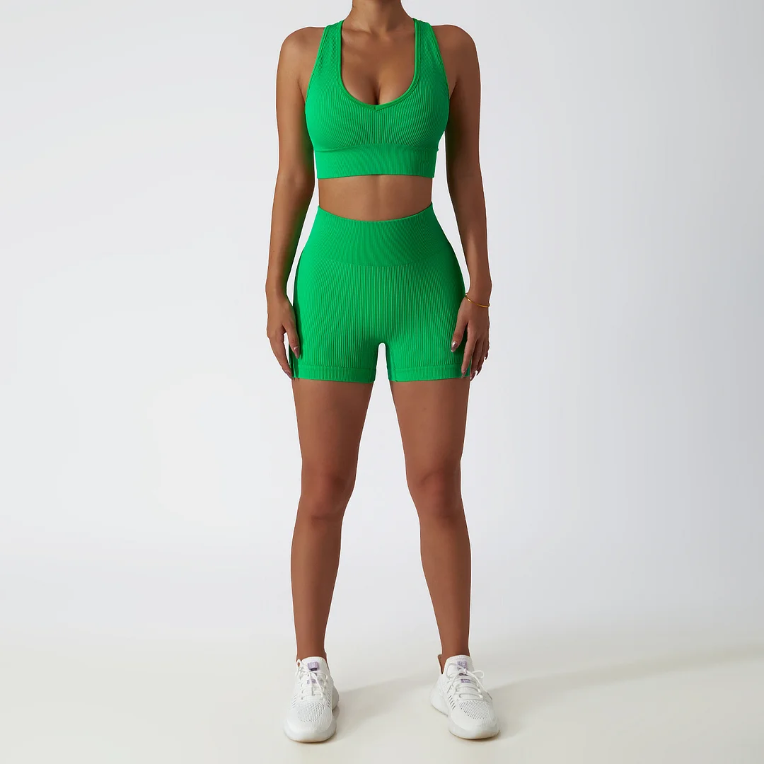 Solid color seamless 2-piece set