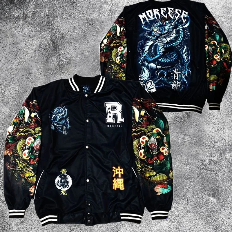 Street fashion brand retro print sports jacket