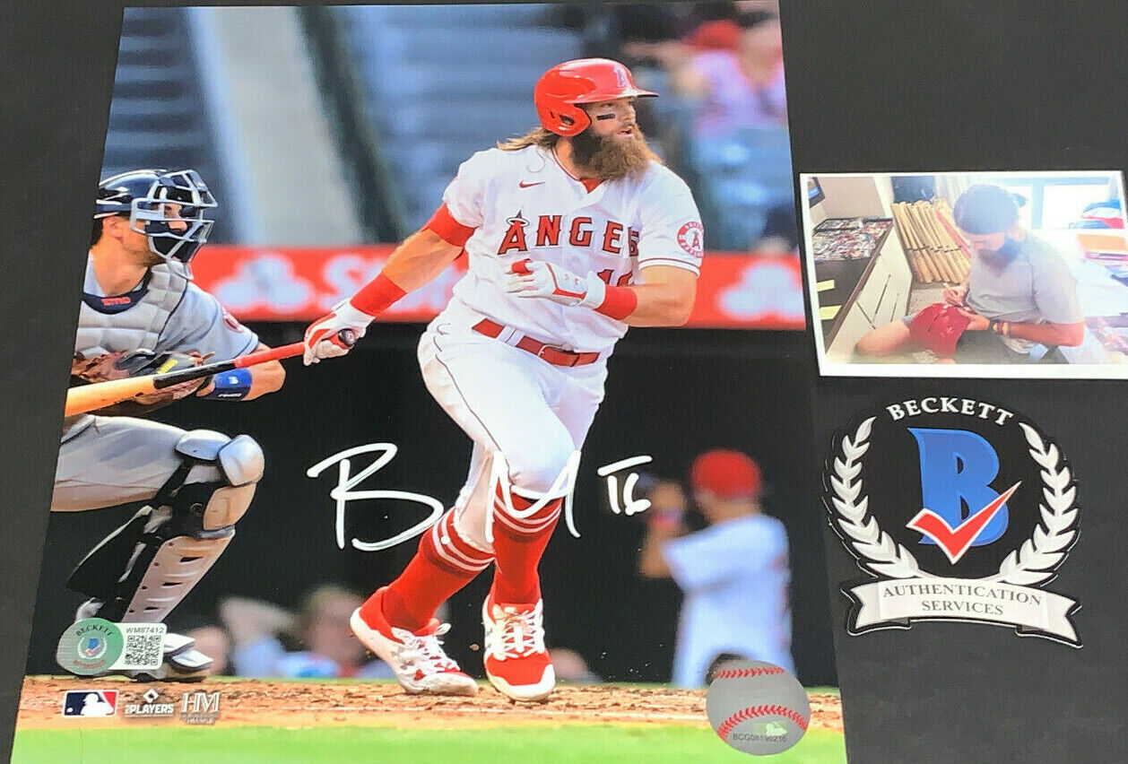 Brandon Marsh Los Angeles Angels Auto Signed 8x10 Photo Poster painting Beckett WITNESS COA .