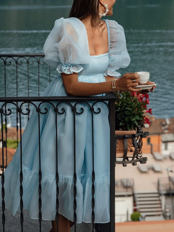 Puff sleeve midi dress