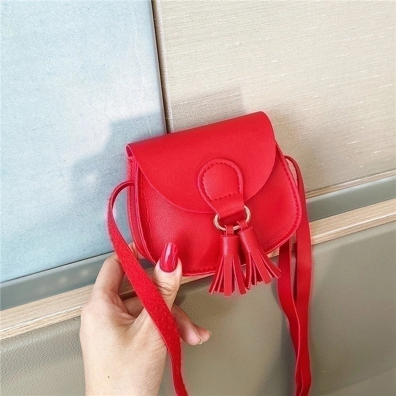 Women’s Mini Pu Leather Solid Color Fashion Round Magnetic Buckle Crossbody Bag