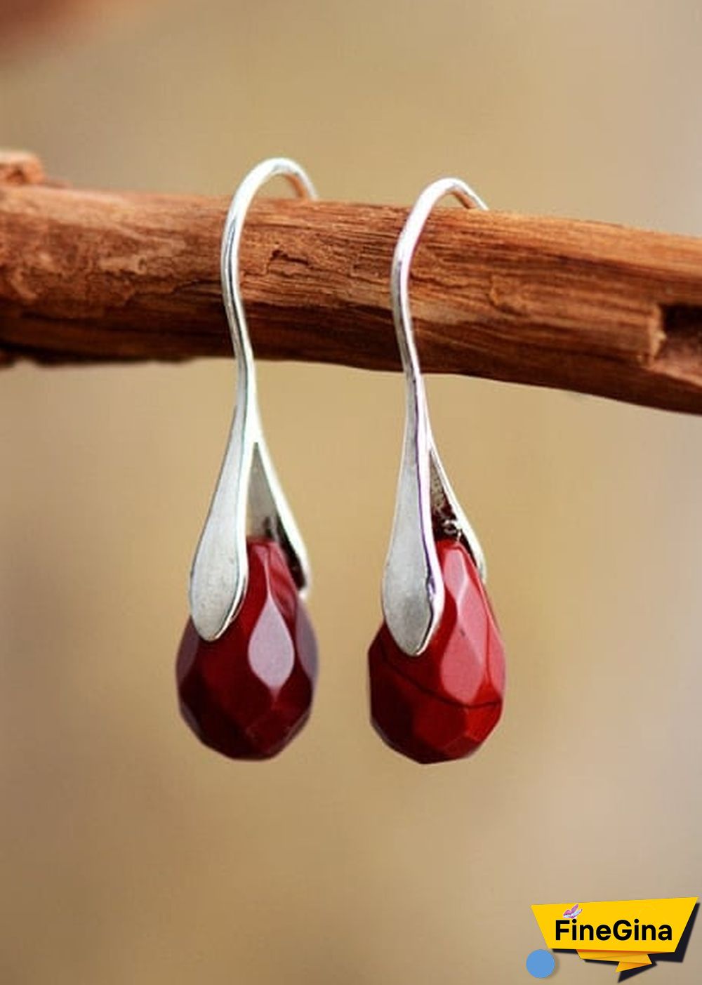 Boho Earrings, Dangle Earrings, Purple Amethyst and Red Jasper