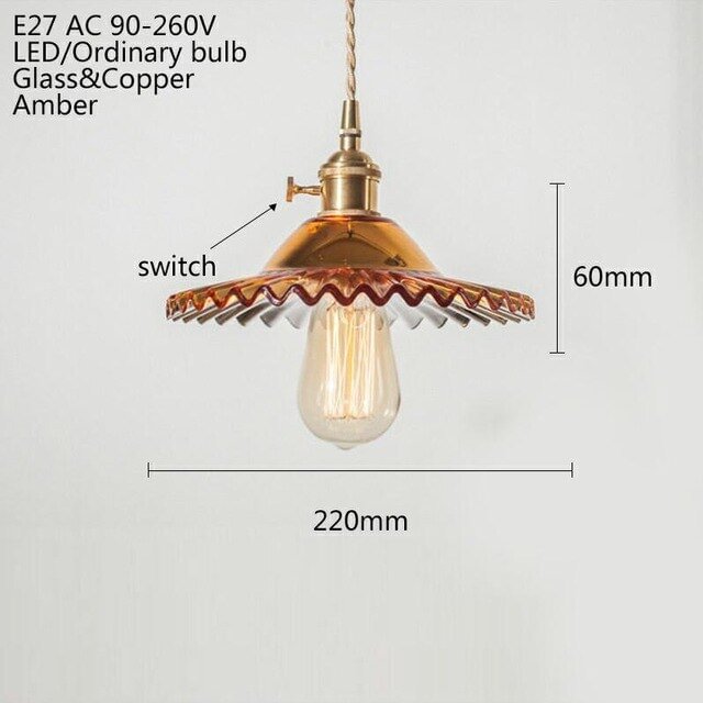 Europe Retro Novelty Glass&iron Pendant Light LED E27 With 5 Colors For Bedroom/Living Room/Bathroom/Dining Room/Restaurant