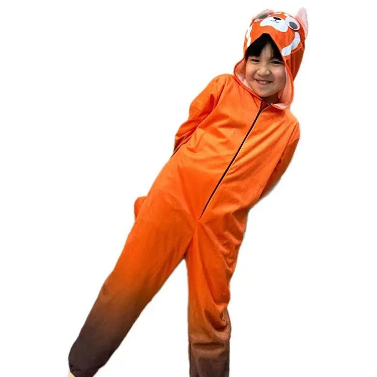 Turning Red Red Panda Hooded Jumpsuit for Kids-elleschic