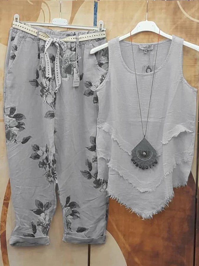Women's Casual Loose Sleeveless Two-piece Set