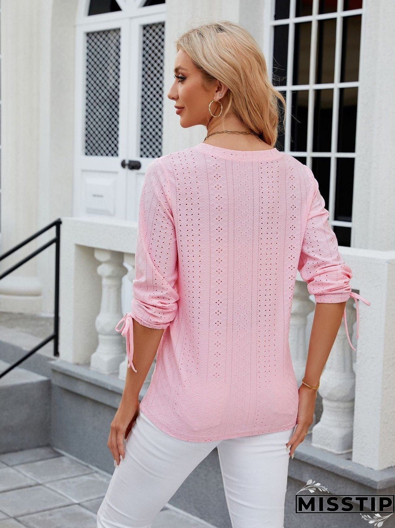 Short Sleeve Mock Neck T-Shirt with Side Slits