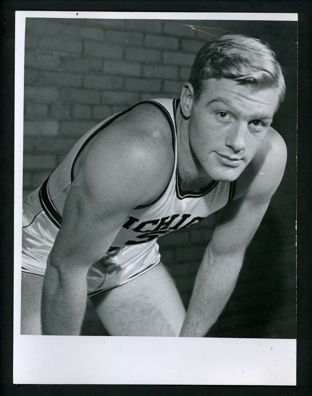 Pete Elliott Official Michigan Basketball c. 1947 Type 1 Press Original Photo Poster painting