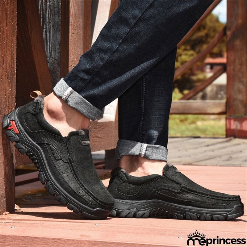 Outdoor Climbing Non-Slip Breathable Soft Rubber Men Leather Shoes