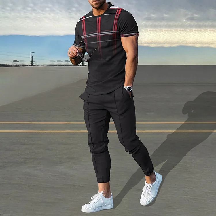 Men's Solid Sports Casual Short Sleeve Shirt And Pants Co-Ord