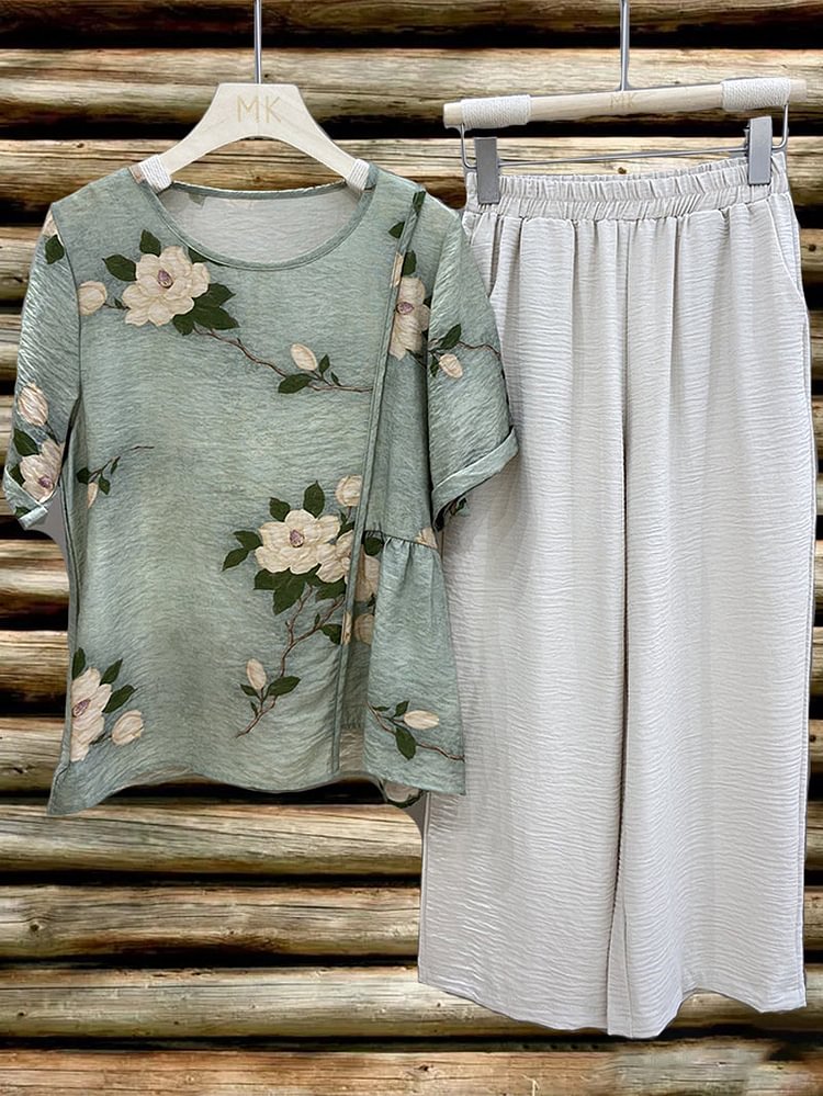 Printed T-Shirt Baggy Pants Casual Sets