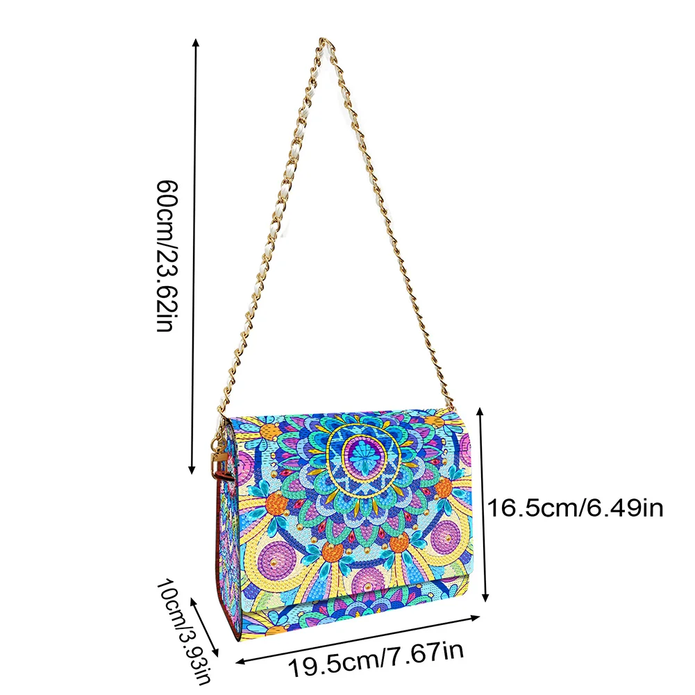 DIY Mandala Diamond Art Wooden Coin Pouch with Chain 5D Diamond Painting Purse