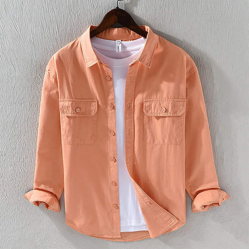 Men's Cotton Button-Down Shirt &ndash; Lisbon Relaxed Everyday Layer &ndash; view 2
