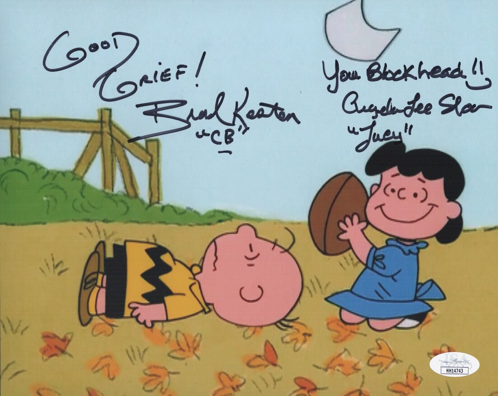 BRAD KESTEN & ANGELA LEE SLOAN Signed 8x10 PEANUTS Charlie & Lucy Photo Poster painting JSA COA