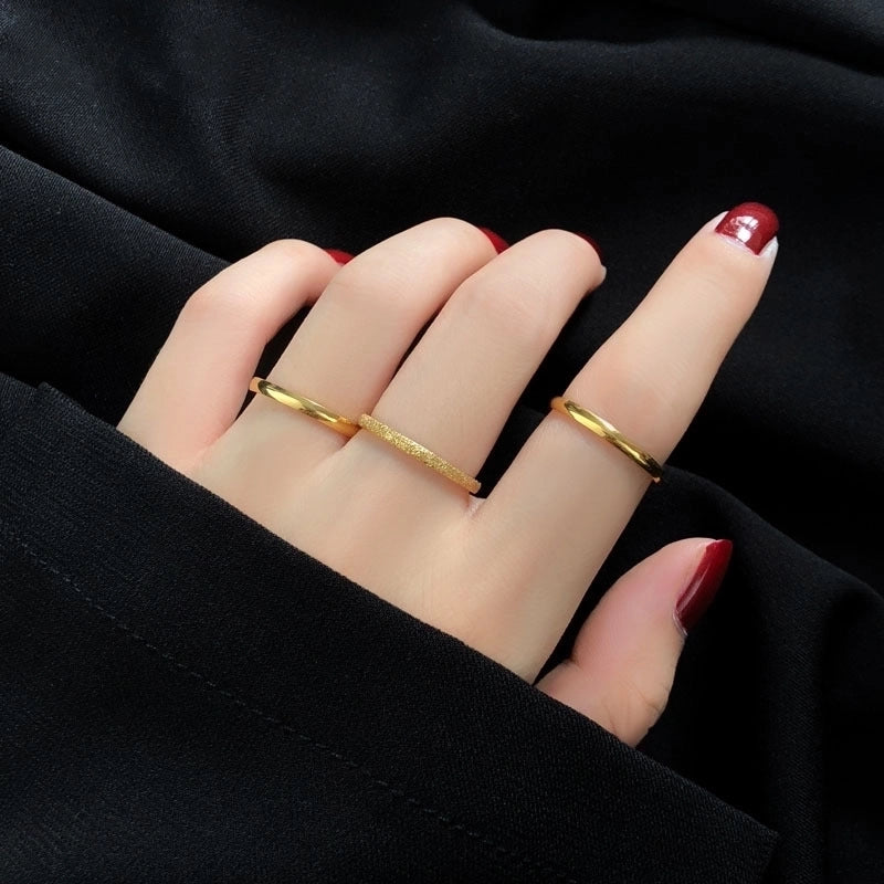 Minimalist Solid Color Titanium Steel Plating 18k Gold Plated Rings