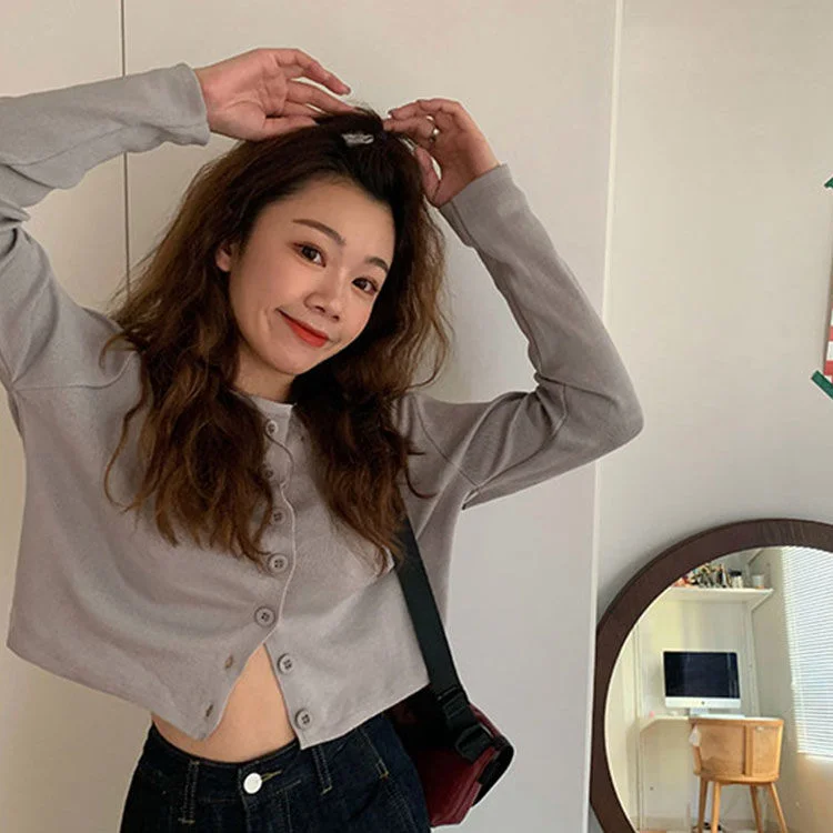 Graduation Gifts  Autumn Korean Sweet Cute Pink plaid Knit Sweater Women winter Long Sleeve Harajuku Short Crop  Cardigan SweaterFashion Tops