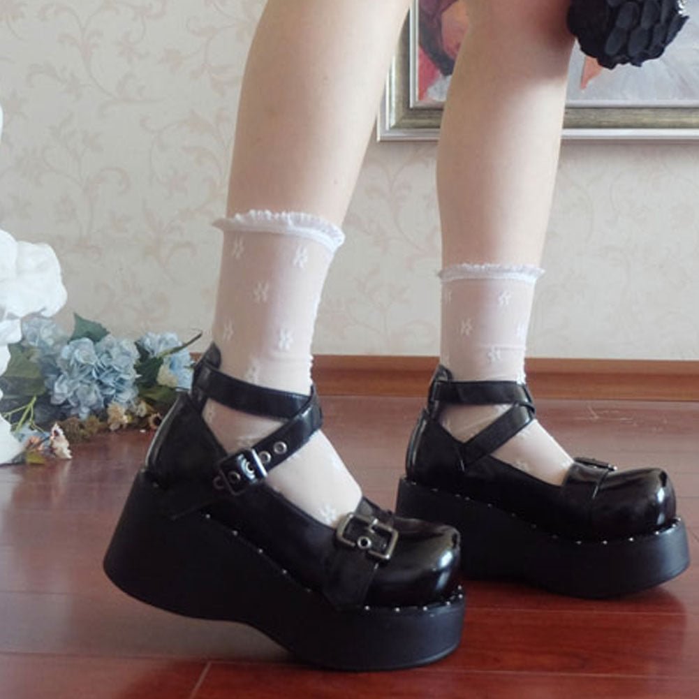 DoraTasia Mary Janes 2021 New Gothic Punk Pumps For Women Platform Wedges High Heels Pumps Lolita Jk Cosplay Fashion Woman Shoes