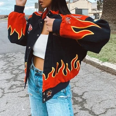 Women's Winter New Printed Casual Loose Long Sleeve Windbreaker Jacket Trend Hooded Jacket Fashion