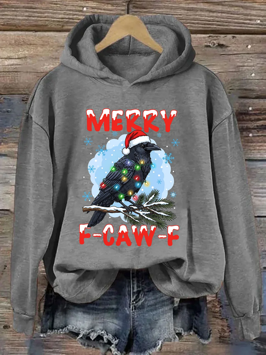 Merry Christmas F-Caw-F Crow Hoodie