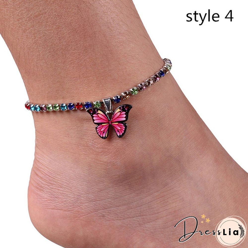 Style Butterfly Pendant Anklet for Women Beach Foot Jewelry Crystal Chain Anklets Bracelet