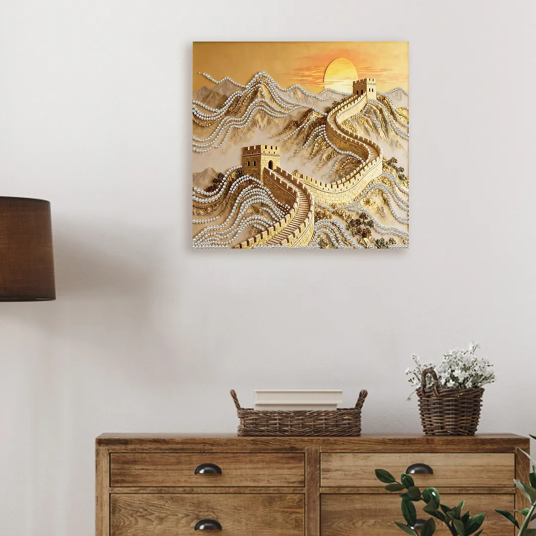 Great Wall DIY Pearl Art Diamond Painting With Frame 30x30cm for Adults Home Dec