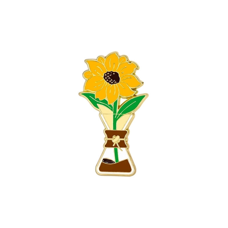 Elegant Cartoon Style Sweet Pin Sunflower Rose Flower Alloy Stamping Stoving Varnish Plating Unisex Badge Brooches Collar Pin