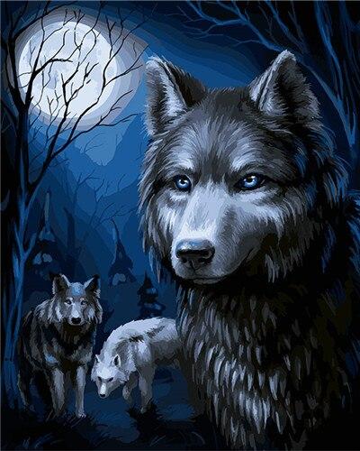 

Wolf Family Moon Night – Paint By Numbers - 40*50CM, 501 Original