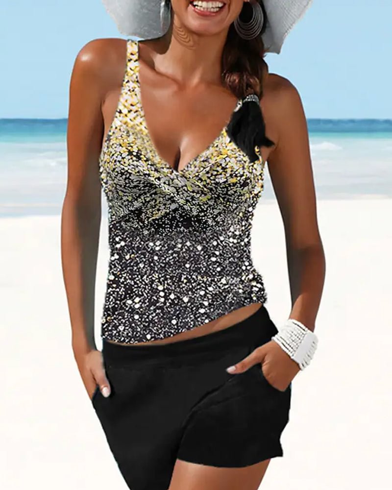 Women's Casual Two Piece Sequin Tankinis shopify LILYELF