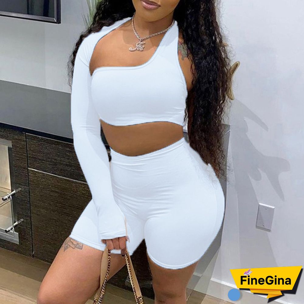 New Fashion Women Long Sleeve Crop Tops Sets Two Piece Set Slim Shirts Short Skirts Party Suit Two Piece Outfits