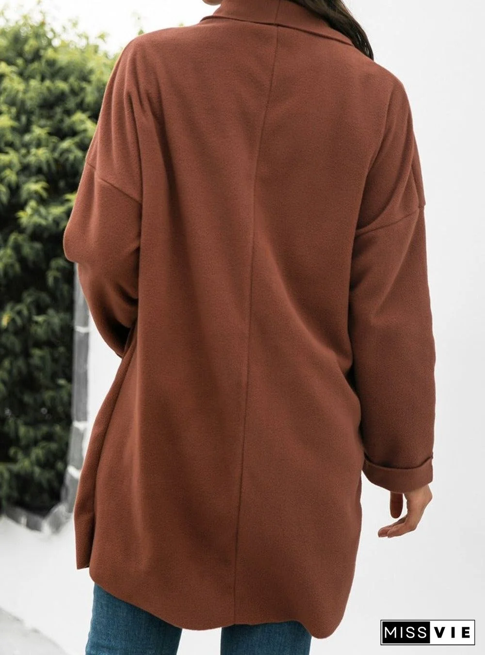 Casual Solid Color Lapel Long Sleeve Coat