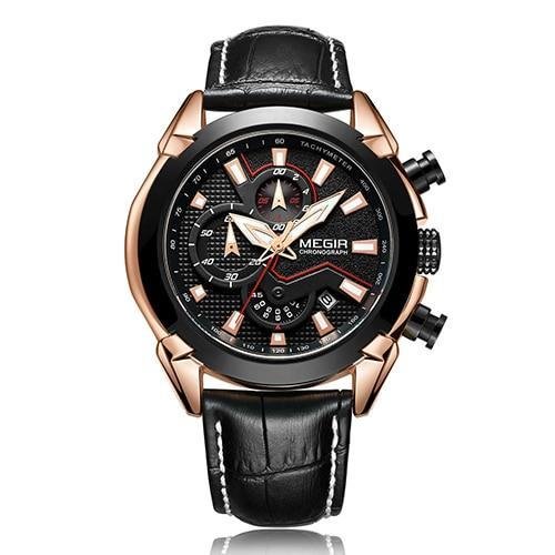 Insignia Leather Military Watch