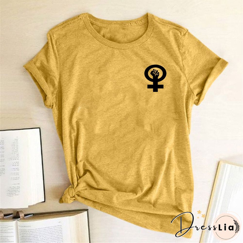 Feminist Women Tshirt Fist Chest Label Print Casual Funny Summer T ShirtFor Lady Girl Tops Tees Hipster Drop Ship Clothes