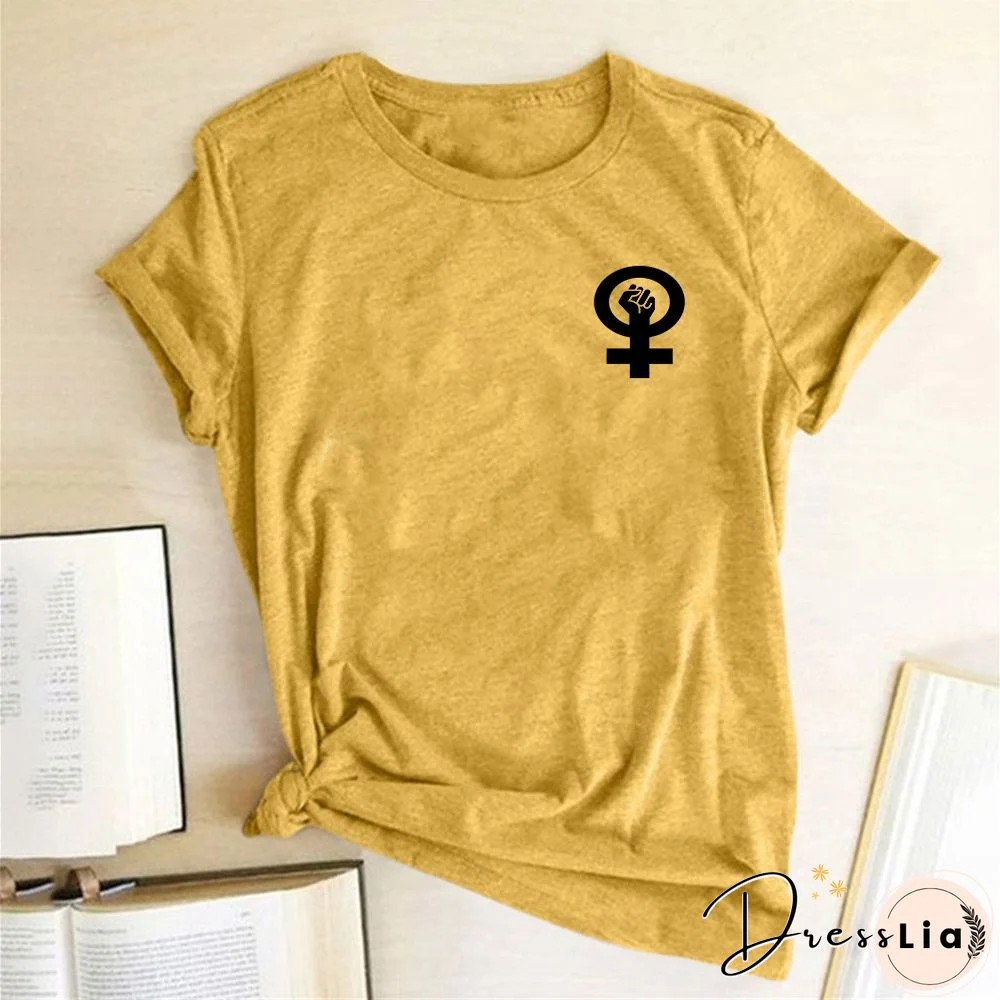 Feminist Women Tshirt Fist Chest Label Print Casual Funny Summer T ShirtFor Lady Girl Tops Tees Hipster Drop Ship Clothes