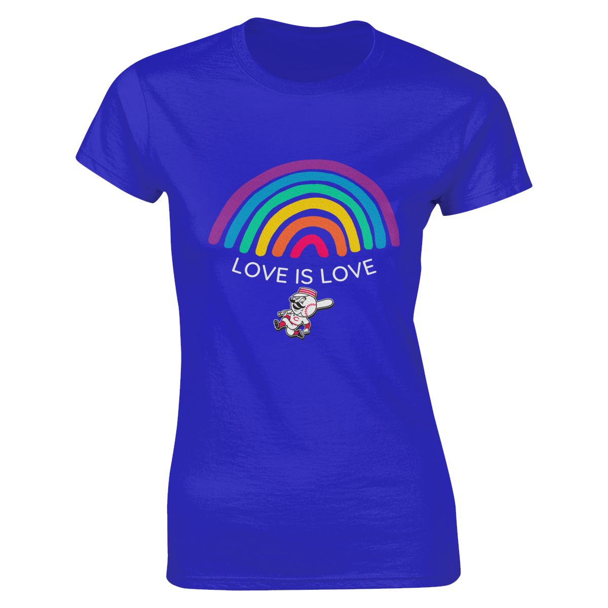 Cincinnati Reds Love is Love Pride Rainbow Women's Crewneck T-Shirt