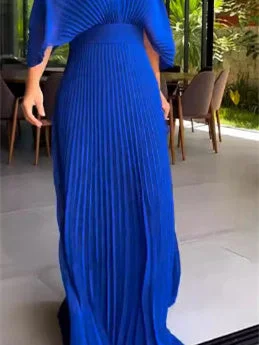 Style & Comfort for Mature Women Women Short Sleeve V-neck Soil High-waisted Sexy Floor-length Maxi Dress