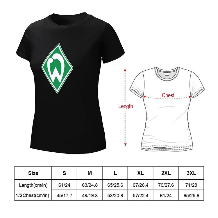 Werder Bremen Damen Kurzarm Rundhals T-Shirt Casual Sommer Tops