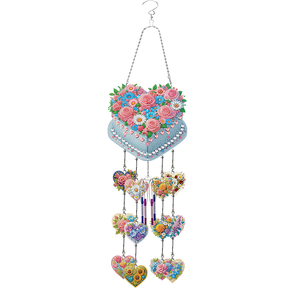 Heart Wind Chime Diamond Painting Hanging Pendant Crystal Hanging Wall Decor
