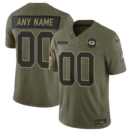 Men's Green Bay Packers Custom Olive 2025 Salute to Service Retired Limited Jersey