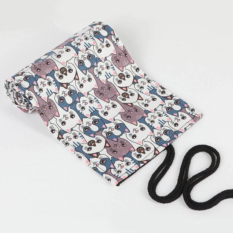 Fashion Geometric Printing Large Capacity Canvas Pencil Pouch Stationery
