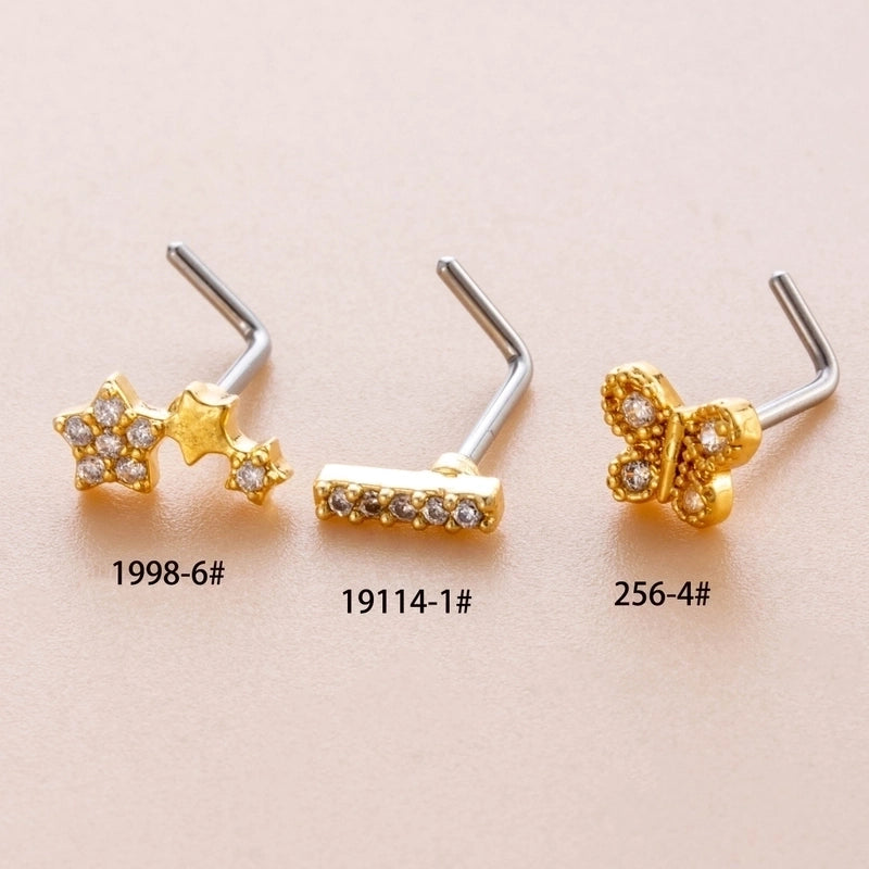 1 Piece Nose Rings & Studs Casual Sweet Korean Style Star Butterfly 316L Stainless Steel  Copper Inlay Zircon Nose Rings & Studs