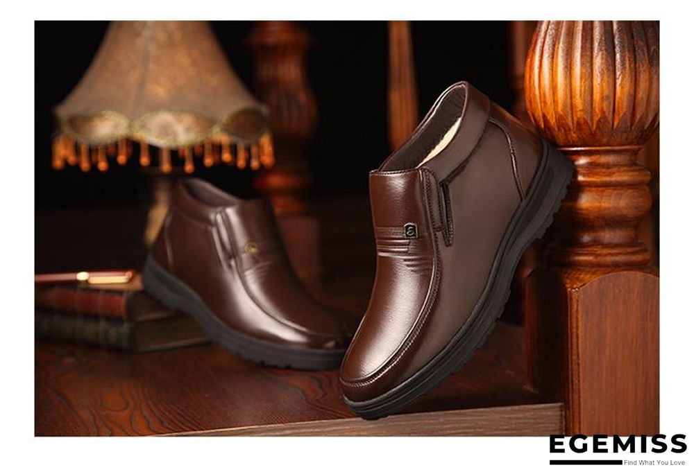 Man Winter Boots Quality Soft Leather Father Shoes Brands White Wool Inner Boots Man Snow Leather Boots | EGEMISS