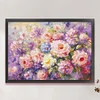 (US Only)Full Embroidery Egyptian Cotton Thread 14CT Printed Flowers Cross Stitch126x97cm